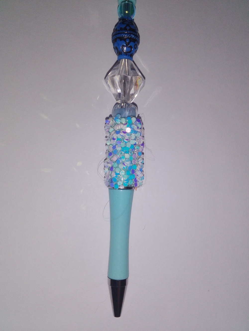 Beaded Aqua Crystal Ballpoint Pen